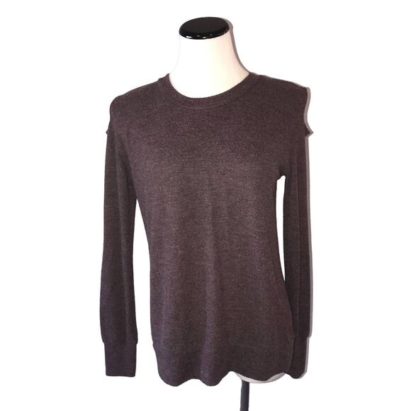 LNA Open Shoulder Purple Knit Top - Picture 2 of 8